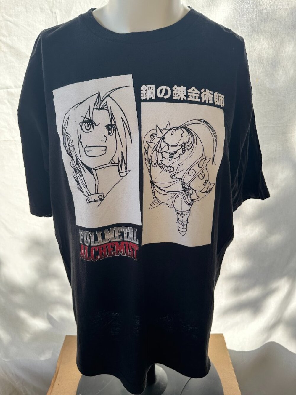 Full Metal Alchemist Edward Alphonse Elric Men's Black T Shirt Size 2XL XXL Hiro